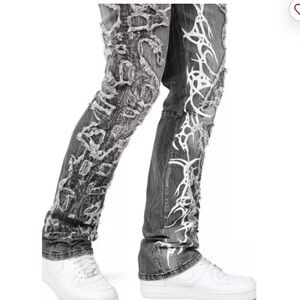 Sz 42 Smoke Rise Men's Dystopia Shibuya Slim Fit Denim Jeans - Black